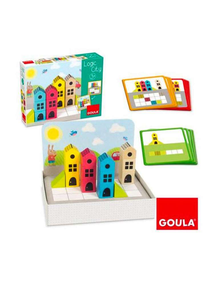 Goula Jeu D’Habileté – Construction De Maisons En Bois 38 Pièces + Lapin Et Voiture Magnétiques – Dès 3 Ans