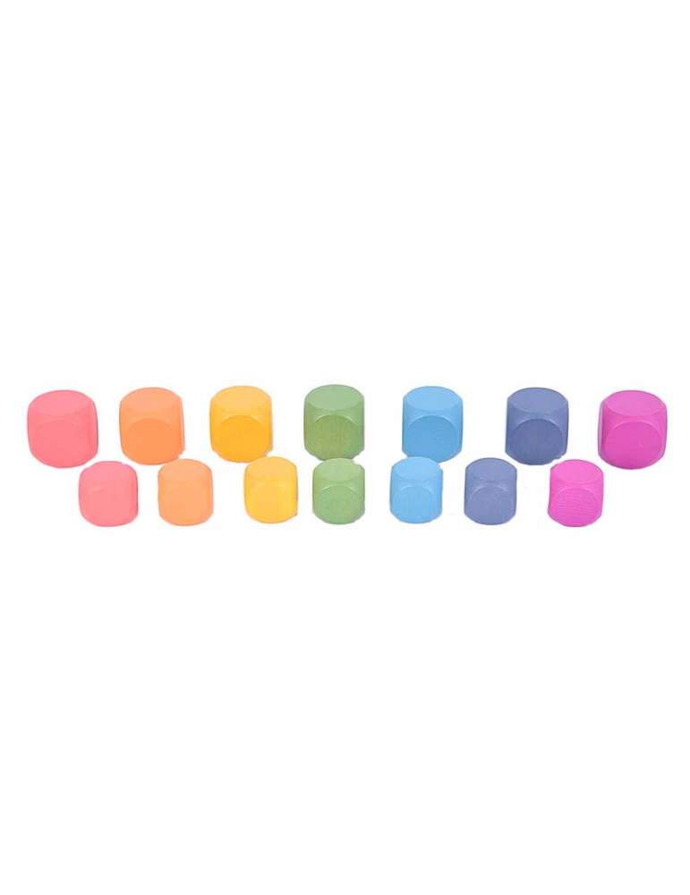 Cubes en bois arc en ciel - Montessori